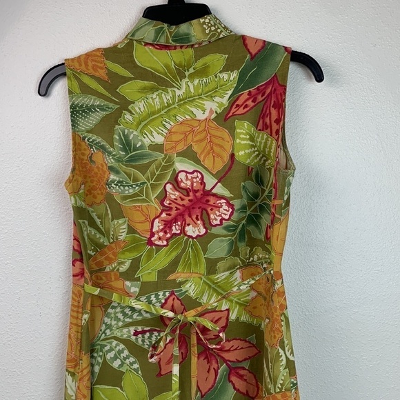 Prusser’s silk tropical sleeveless tie back midi / maxi length resort dress EUC - Picture 5 of 7
